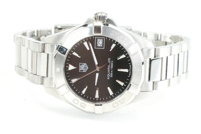 TAG Heuer Silver/Black Stainless Aquaracer Wristwatch Watch TAG Heuer Silver/Black Stainless Aquaracer Wristwatch Watch