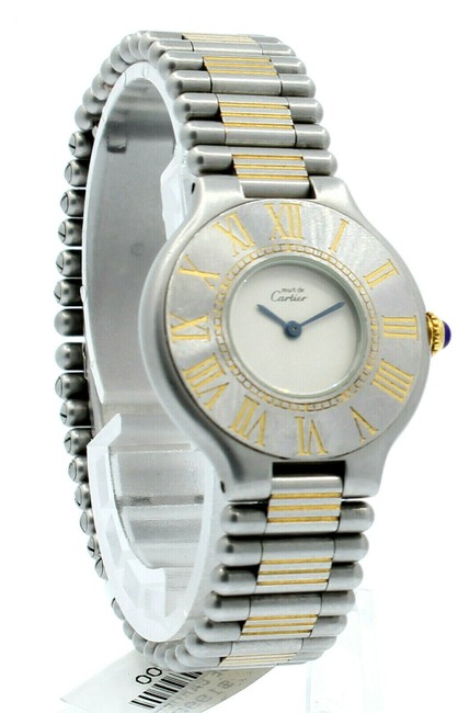 Cartier Silver Ladies Must De 21 Steel and Gold Round Dress Watch Cartier Silver Ladies Must De 21 Steel and Gold Round Dress Watch