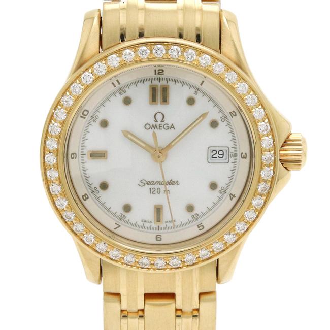 Omega Seamaster 120mm White Dial K18yg Bezel Diamond Ladies Qz Quartz 2175.20 Watch Omega Seamaster 120mm White Dial K18yg Bezel Diamond Ladies Qz Quartz 2175.20 Watch