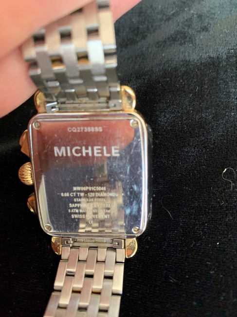 Michele Silver/Gold Deco Two-tone Diamond Bracelet Watch Michele Silver/Gold Deco Two-tone Diamond Bracelet Watch