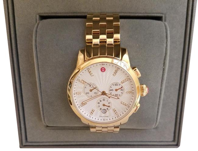 Michele Gold Plated Quartz with Diamond Markers Watch Michele Gold Plated Quartz with Diamond Markers Watch