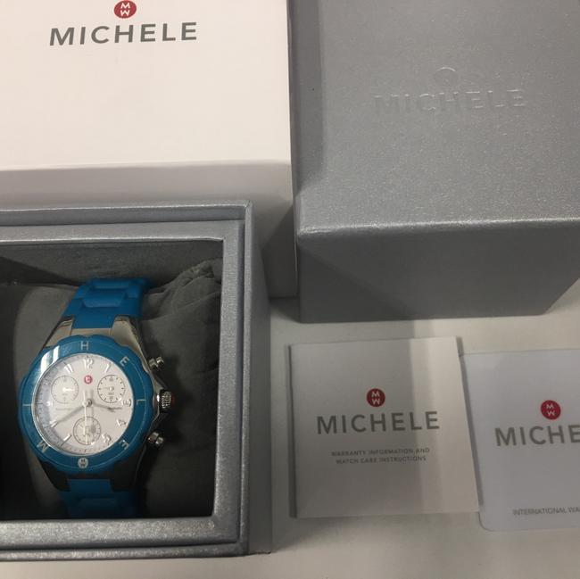 Michele Blue Jelly Mww12d000004 Womens tahitian Bean Quartz Stainless Steel and Rubber Dress Watch Michele Blue Jelly Mww12d000004 Womens tahitian Bean Quartz Stainless Steel and Rubber Dress Watch