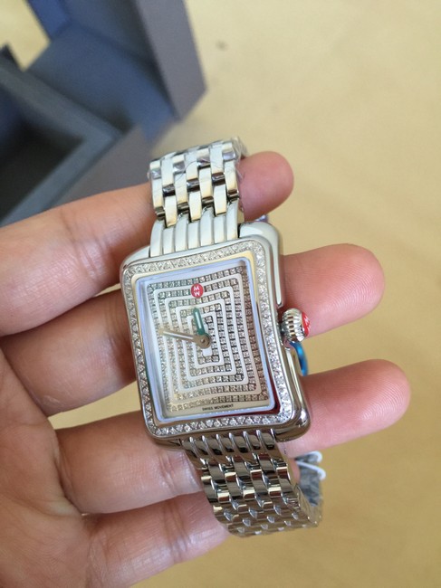 Michele Silver Deco Moderne 2 Diamond with Pave Face Mww06y000023 Watch Michele Silver Deco Moderne 2 Diamond with Pave Face Mww06y000023 Watch
