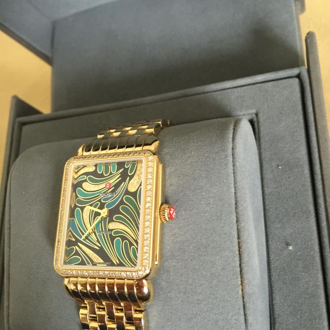 Michele Gold/ Green New 18mm Deco Ii Bijoux Diamond Mw06x01b0083 Watch Michele Gold/ Green New 18mm Deco Ii Bijoux Diamond Mw06x01b0083 Watch