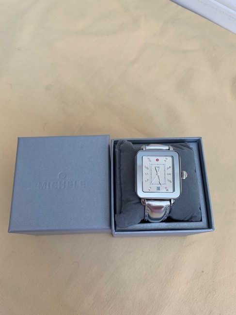 Michele Silver New Deco Sport High Shine Mirror Dial Leather Mww06k000021 Watch Michele Silver New Deco Sport High Shine Mirror Dial Leather Mww06k000021 Watch