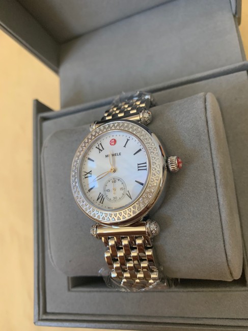 Michele Silver Caber Mother Of Pearl & Diamond Mw16a000001 Watch Michele Silver Caber Mother Of Pearl & Diamond Mw16a000001 Watch