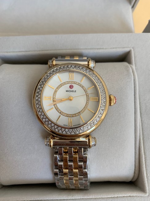 Michele Gold and Silver Caber Diamond Bracelet 35mm Mww16e000001 Watch Michele Gold and Silver Caber Diamond Bracelet 35mm Mww16e000001 Watch