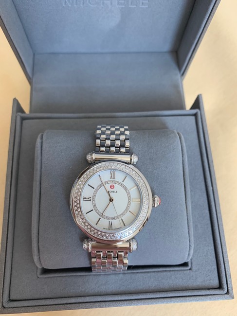 Michele Silver Caber Diamond Bracelet 35mm Mww16e000008 Watch Michele Silver Caber Diamond Bracelet 35mm Mww16e000008 Watch