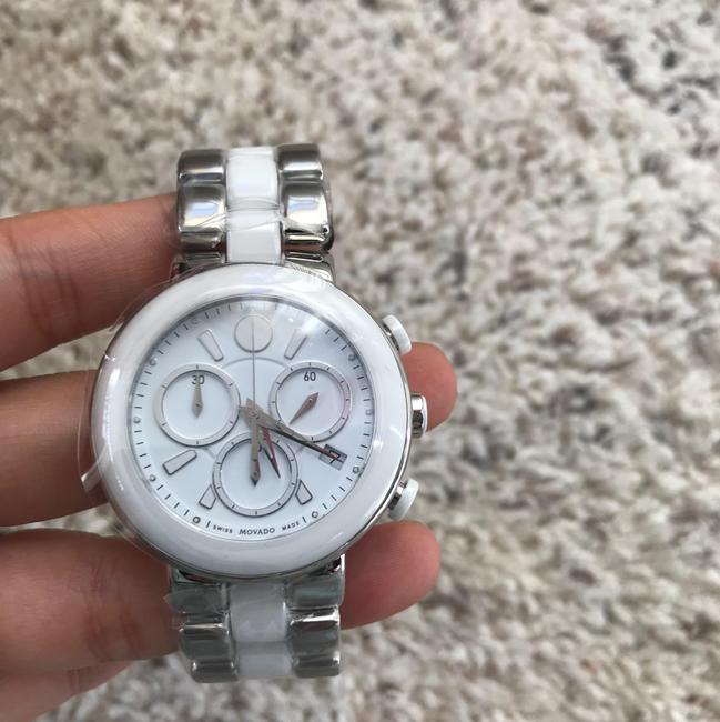 Movado White/ Silver Womens Chronograph Dial Ceramic 0606758 Watch Movado White/ Silver Womens Chronograph Dial Ceramic 0606758 Watch