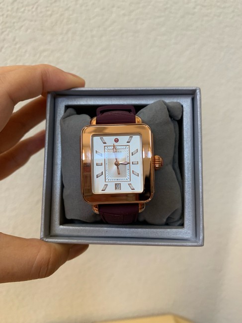 Michele Multicolor New Deco Sport Pink Gold Plum Embossed Silicone Mww06k000013 Watch Michele Multicolor New Deco Sport Pink Gold Plum Embossed Silicone Mww06k000013 Watch