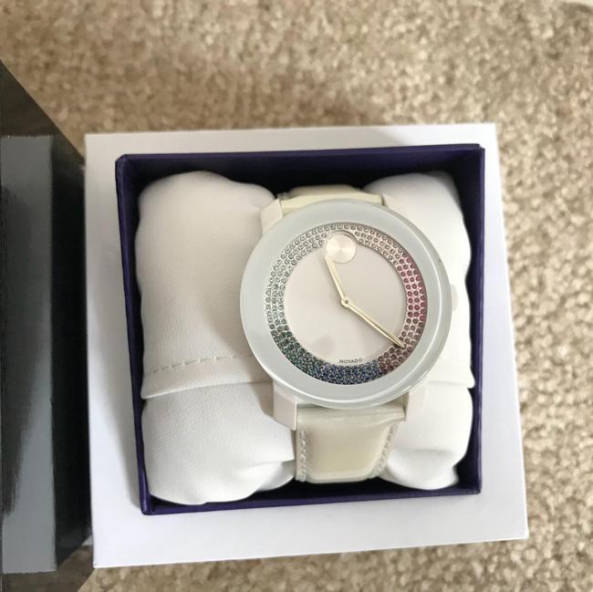 Movado White Bold 42mm with Rainbow Pave Swarovski Crystals Dial 3600295 Watch Movado White Bold 42mm with Rainbow Pave Swarovski Crystals Dial 3600295 Watch