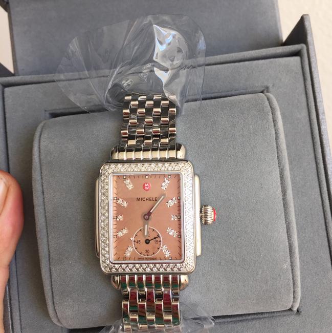 Michele Silver/ Rose Gold Nwt" Deco 16" Diamond Mop Diamond Dial Mw06v00a1068 Watch Michele Silver/ Rose Gold Nwt" Deco 16" Diamond Mop Diamond Dial Mw06v00a1068 Watch