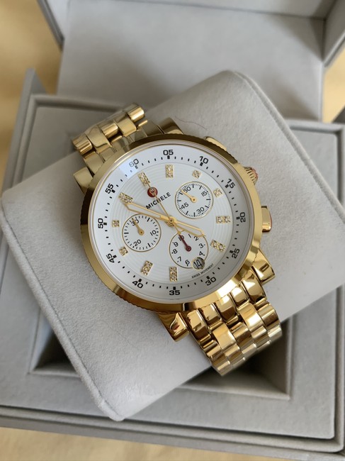 Michele Gold- White Sport Sail 18k Plated Diamond Dial Mww01c000139 Watch Michele Gold- White Sport Sail 18k Plated Diamond Dial Mww01c000139 Watch