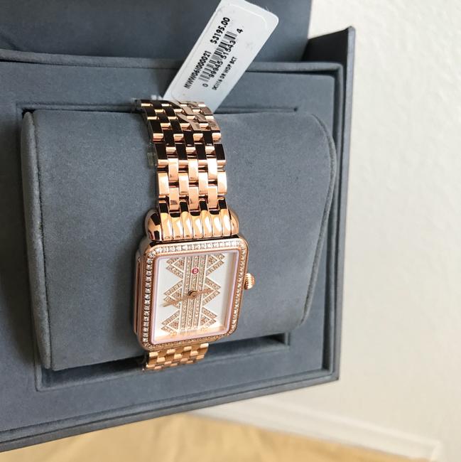 Michele Rose Gold deco Ll Mid Pattern Diamond Dial Mww06i000021 Watch Michele Rose Gold deco Ll Mid Pattern Diamond Dial Mww06i000021 Watch