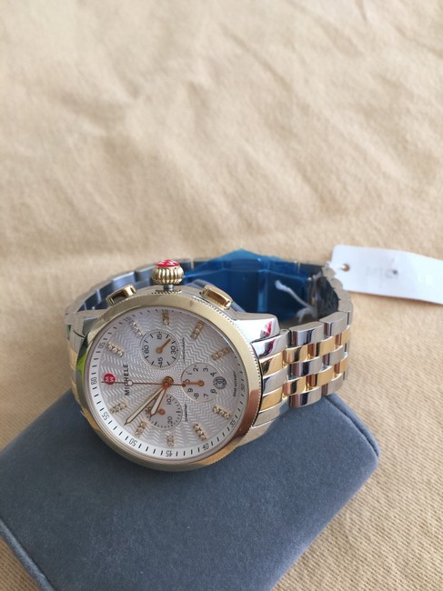 Michele Gold/ Silver Uptown Diamond Dial Two Tone Gold/ Mw25a00c9942 Watch Michele Gold/ Silver Uptown Diamond Dial Two Tone Gold/ Mw25a00c9942 Watch