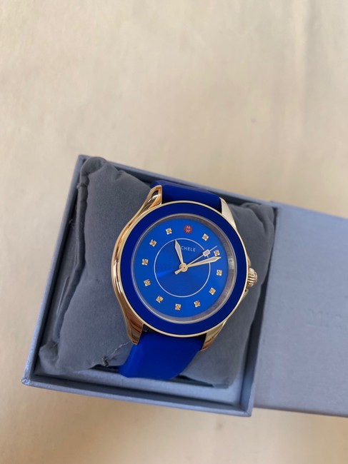 Michele Blue Gold Cape Cobalt Topaz Silicone Mww27a000026 Watch Michele Blue Gold Cape Cobalt Topaz Silicone Mww27a000026 Watch