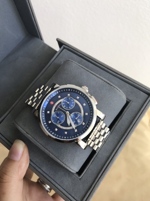 Michele Silver/ Blue Large Sport Sail Diamond Dial Mw01k000118 Watch Michele Silver/ Blue Large Sport Sail Diamond Dial Mw01k000118 Watch
