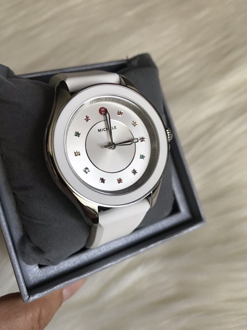 Michele White Silver " Interchangeable Strap" Cape Topaz Mww27a000007 Watch Michele White Silver " Interchangeable Strap" Cape Topaz Mww27a000007 Watch