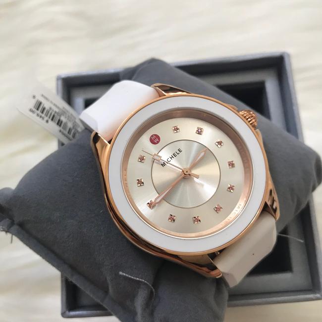 Michele White/ Rose-gold Cape Sunray Dial Silicone Mww27a000004 Watch Michele White/ Rose-gold Cape Sunray Dial Silicone Mww27a000004 Watch