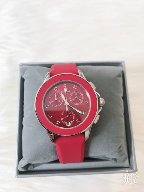 Michele Red / Silver Cape Chrono Sunray Dial Mww27c000004 Watch Michele Red / Silver Cape Chrono Sunray Dial Mww27c000004 Watch