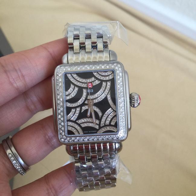 Michele Silver/ Black Art Deco Diamond Dial 0.96 Ct. Diamonds Watch Michele Silver/ Black Art Deco Diamond Dial 0.96 Ct. Diamonds Watch