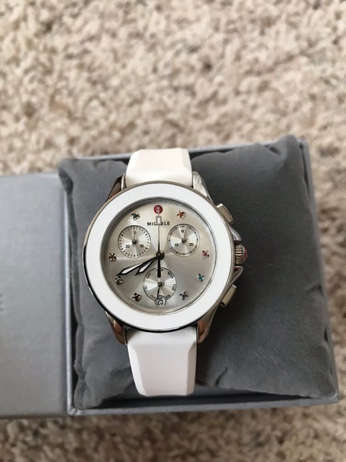 Michele Silver/ White Cape Chrono Tone Mww27c000001 Watch Michele Silver/ White Cape Chrono Tone Mww27c000001 Watch