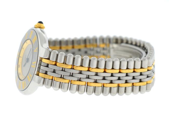 Cartier Silver Gold Ladies Must De 1340 Quartz Steel 28mm Bullet Watch Cartier Silver Gold Ladies Must De 1340 Quartz Steel 28mm Bullet Watch