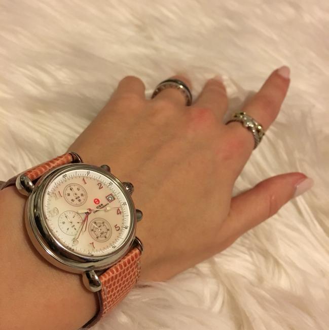 Michele Stainless Steel and Pink Csx Chronograph Mother Of Pearl Watch Michele Stainless Steel and Pink Csx Chronograph Mother Of Pearl Watch