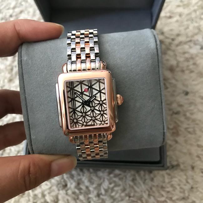 Michele Rose-gold/ Silver Limited Edition Deco 16 Two-tone Layered Dia Watch Michele Rose-gold/ Silver Limited Edition Deco 16 Two-tone Layered Dia Watch