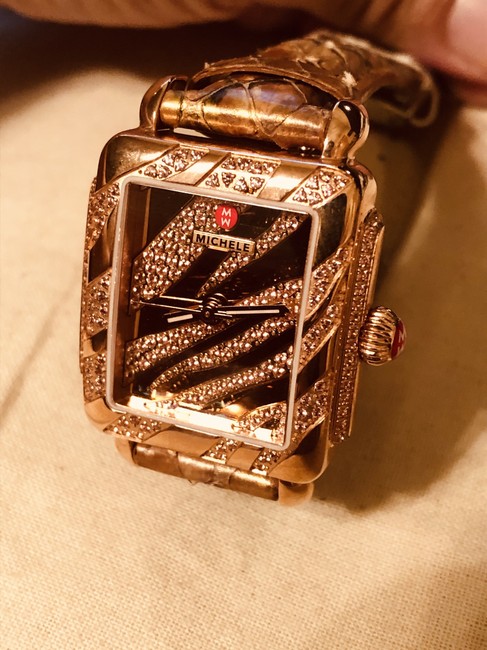 Michele Rose Gold Deco 16 Zebra Limited Edition Watch Michele Rose Gold Deco 16 Zebra Limited Edition Watch