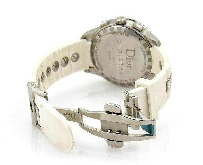 Dior 21093 Christian Stainless Steel White Rubber Diamond Bezel Watch Dior 21093 Christian Stainless Steel White Rubber Diamond Bezel Watch