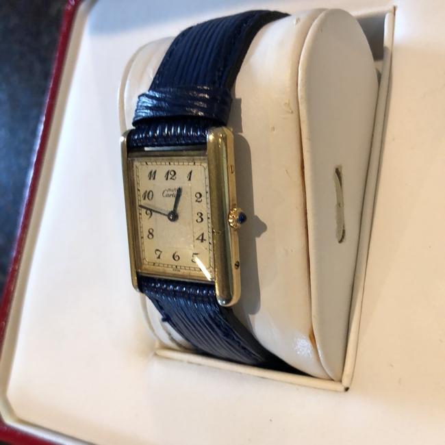 Cartier Gold Silver Blue. Tank Le Must Plated Sterling Large Model Watch Cartier Gold Silver Blue. Tank Le Must Plated Sterling Large Model Watch