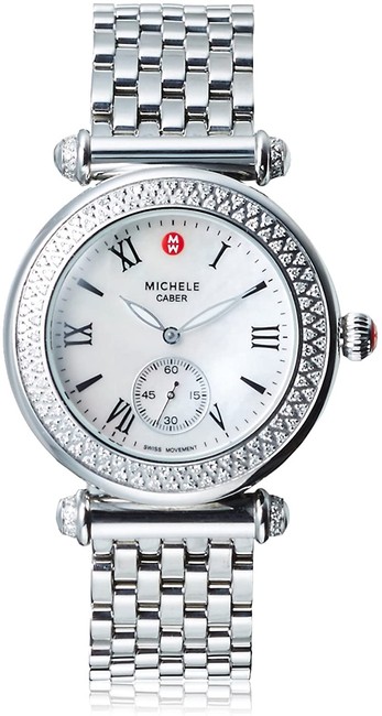 Michele Silver Caber Stainless Mother Of Pearl Diamond Mww16a000001 Watch Michele Silver Caber Stainless Mother Of Pearl Diamond Mww16a000001 Watch