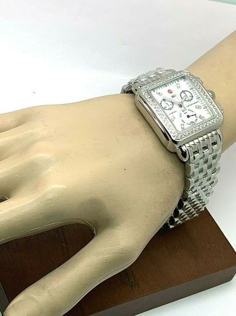 Michele Silver Deco Ladies Chronograph Mop 0.66ctw Diamond Mw06p01a1046 Watch Michele Silver Deco Ladies Chronograph Mop 0.66ctw Diamond Mw06p01a1046 Watch