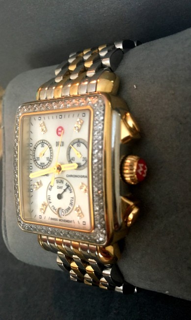 Michele Silver/Rosegold Signature Diamond Deco Two-tone Diamond Dial Deco Two-tone Bracelet Band Watch Michele Silver/Rosegold Signature Diamond Deco Two-tone Diamond Dial Deco Two-tone Bracelet Band Watch