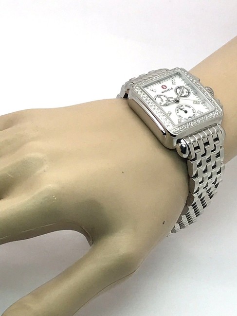 Michele Silver Deco Ladies Chronograph Mop 0.66ctw Diamond Mw06p01a1046 Watch Michele Silver Deco Ladies Chronograph Mop 0.66ctw Diamond Mw06p01a1046 Watch