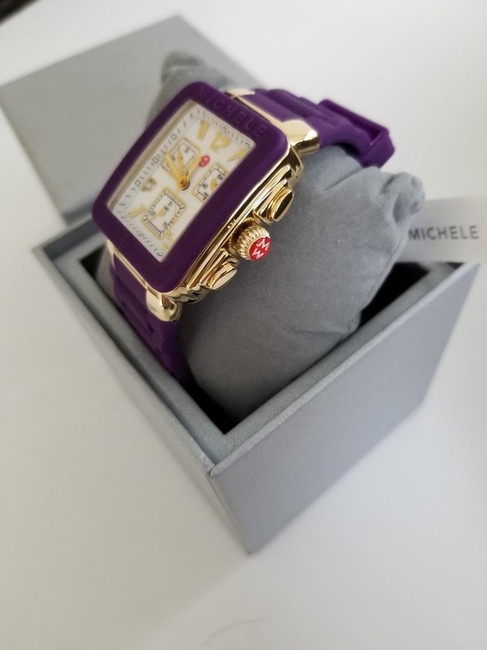 Michele Purple Jelly Womens Park Bean Chronograph Silicone New Watch Michele Purple Jelly Womens Park Bean Chronograph Silicone New Watch
