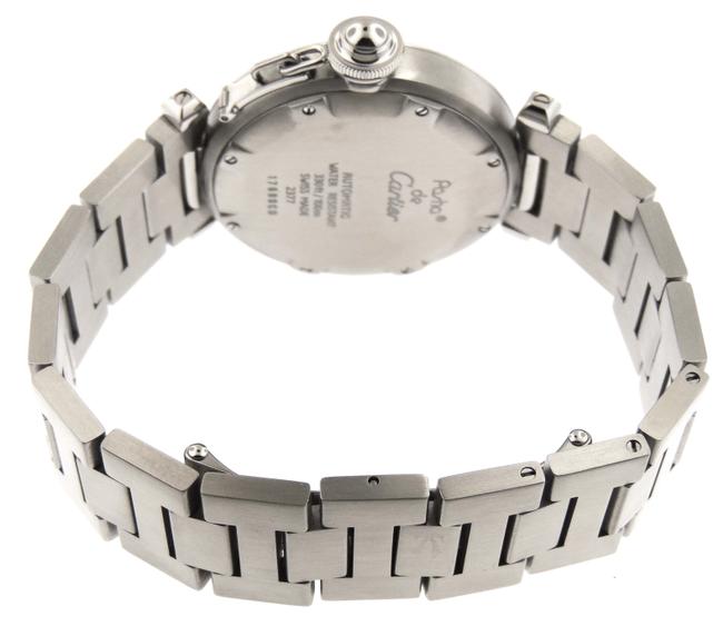 Cartier Silver Mint Pasha C Gmt Globe Stainless Steel 35mm Date Watch Cartier Silver Mint Pasha C Gmt Globe Stainless Steel 35mm Date Watch