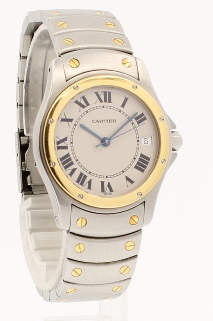 Cartier Ivory Santos Stainless Steel & Gold Dial 33mm Watch Cartier Ivory Santos Stainless Steel & Gold Dial 33mm Watch