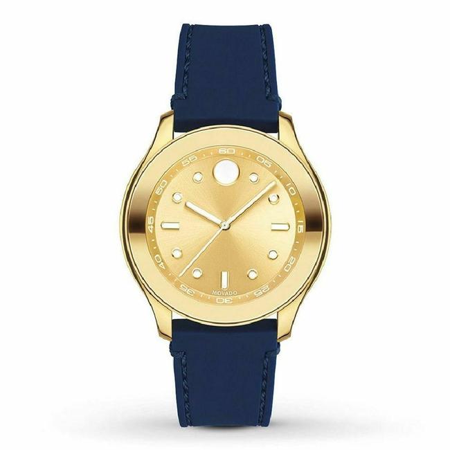 Movado Gold/Blue 3600413 Womens Silicone Watch Movado Gold/Blue 3600413 Womens Silicone Watch