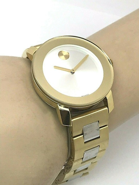 Movado Yellow Gold & Silver 3600129 Two Tone 36mm Womens Swiss Quartz Watch Movado Yellow Gold & Silver 3600129 Two Tone 36mm Womens Swiss Quartz Watch