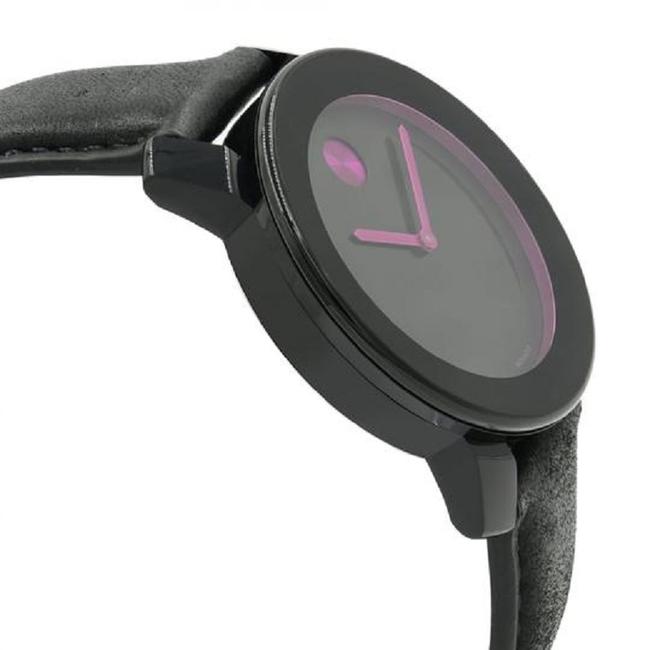 Movado Black 3600482 Leather Pink Hands Bold Watch Movado Black 3600482 Leather Pink Hands Bold Watch