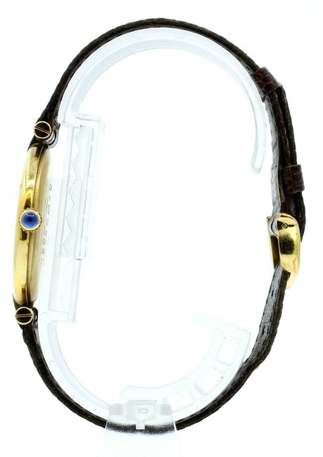 Cartier Brown Mens Must De Vermeil Gold Sterling Silver Dial Watch Cartier Brown Mens Must De Vermeil Gold Sterling Silver Dial Watch