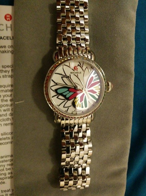 Michele Silver Limited Edition Garden Party Topaz & Diamond Butterfly Watch Michele Silver Limited Edition Garden Party Topaz & Diamond Butterfly Watch