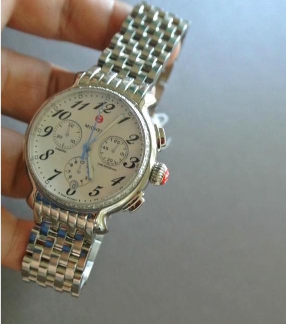 Michele Silver Fluette Diamond Chronograph Watch Michele Silver Fluette Diamond Chronograph Watch