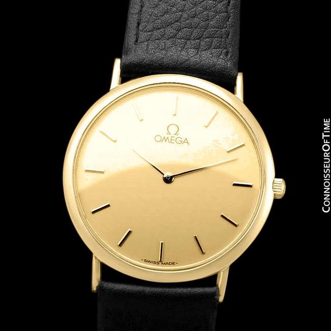 Omega Champagne De Ville Mens Midsize Ultra Thin Dress 18k Gold Plated & Watch Omega Champagne De Ville Mens Midsize Ultra Thin Dress 18k Gold Plated & Watch