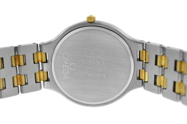 Omega Yellow Gold Silver Deville 396.1016 Stainless Steel Date Quartz Mens Unisex Watch Omega Yellow Gold Silver Deville 396.1016 Stainless Steel Date Quartz Mens Unisex Watch