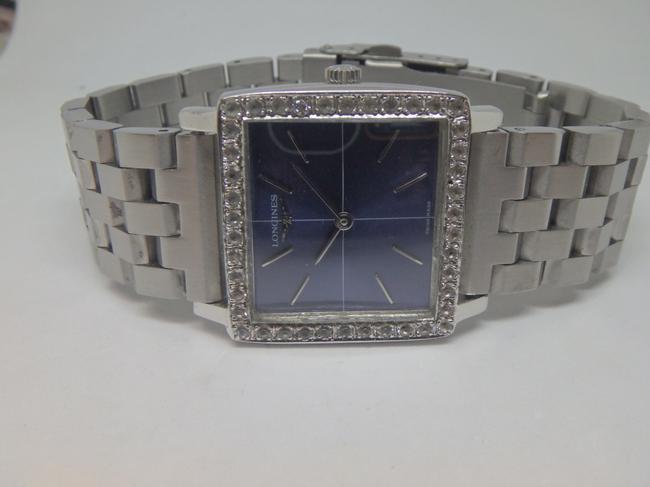 Longines Stainless Steel Diamond Bezel Blue Dial Manual Winding Watch Longines Stainless Steel Diamond Bezel Blue Dial Manual Winding Watch