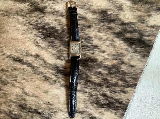 Hamilton Silver Case with Black Strap Circa 1930s Vintage Watch Hamilton Silver Case with Black Strap Circa 1930s Vintage Watch