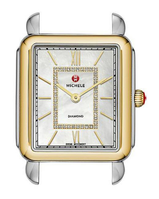 Michele Silver Gold Deco Ii Womens 44 Diamonds Two-tone Head Mw06x00c9963 Watch Michele Silver Gold Deco Ii Womens 44 Diamonds Two-tone Head Mw06x00c9963 Watch